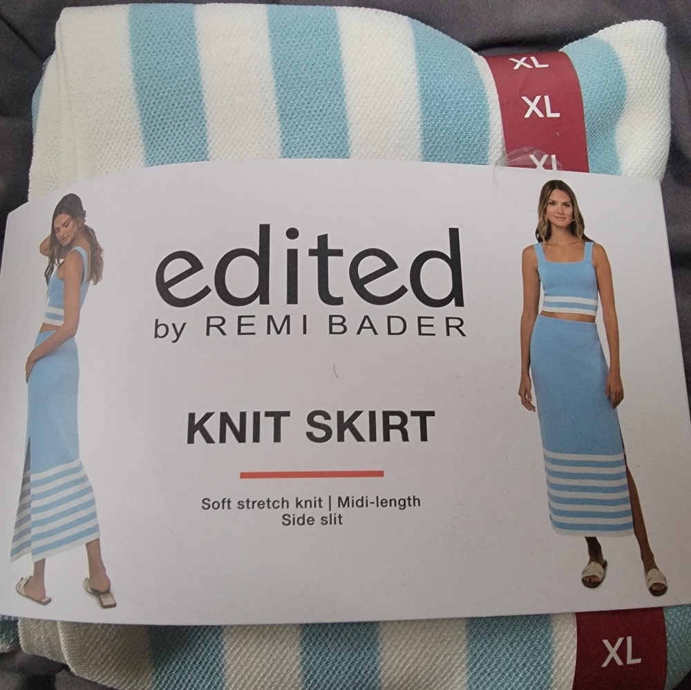 Edited by Remi Bader Blue and White Knit Skirt